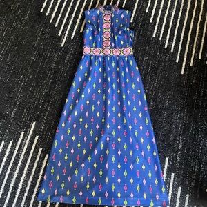 Vintage 70’s Emilio Borghese mod maxi dress - high neck - floral - geometric